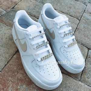 Nike Air Force CUSTOM nude w/ bling/pearl …